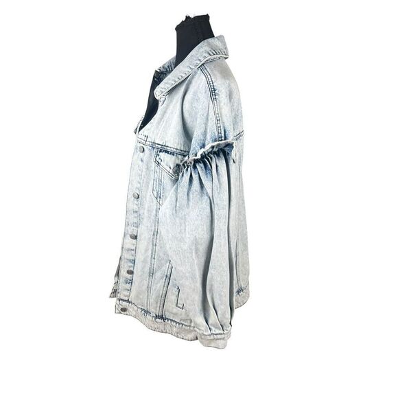 Avec Les Filles Anthropologie Oversized Acid Wash Denim Jacket Size Medium - Picture 4 of 7